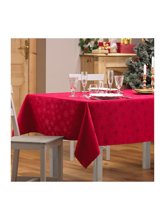 Tablecloth Stain Resistant L-c Flocons Red 140x240cm