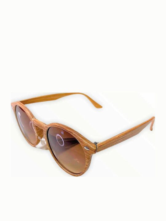 Woman's Fashion Sunglasses Beige with Mixed Frame & Brown Lens
