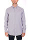 Long-sleeved Cotton Shirt White-sky blue