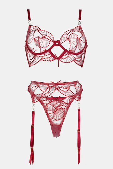 Decoro Sexy Dessous-Sets mit Transparenz & Straps Burgundisch