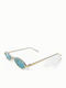 Woman's Fashion Unisex Sunglasses with Brown Tartaruga Metal Frame and Light Blue Lens G-20