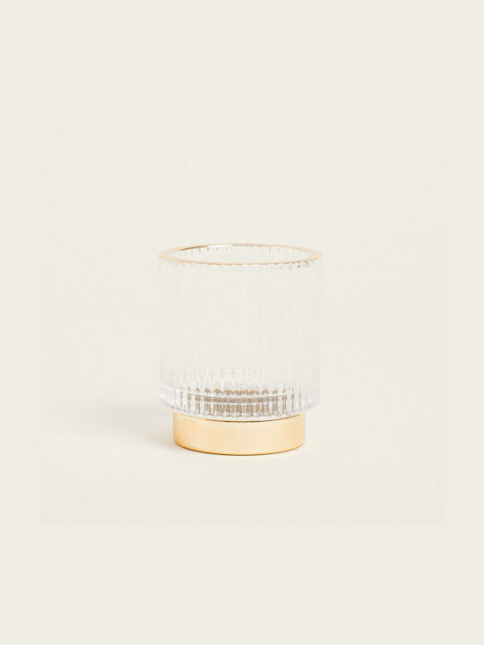 Прозрачен златен свещник Ø7×8.2см Beauty Home