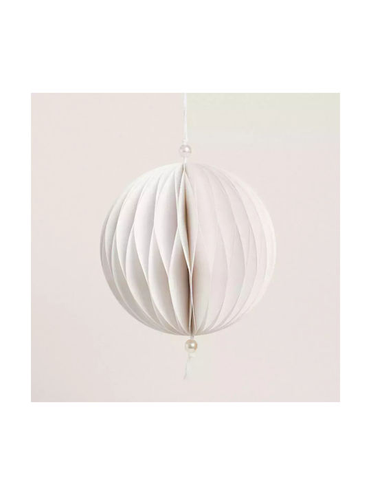 Hanging Ball Ornament Ornament Paper White 15cm