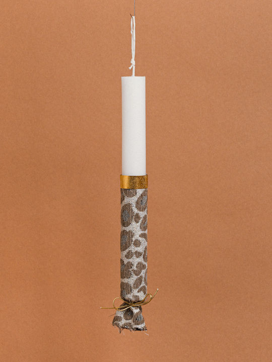 Lumânare Decorativă Jacquard Bej Leopard Frumusețe Acasă