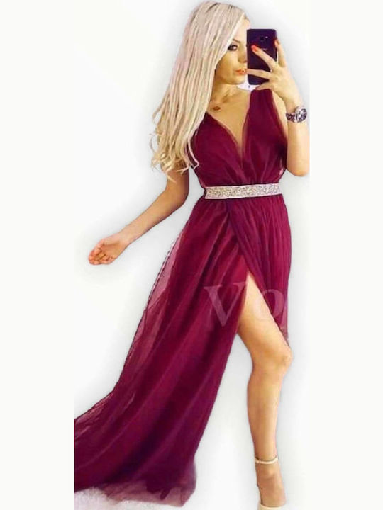 Woman's Fashion Dress for Wedding - Christening Burgundy
