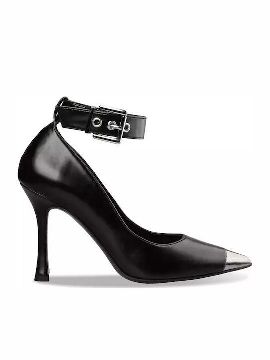 Envie Shoes Leder Pumps mit Stiletto-Absatz & Riemchen Schwarz