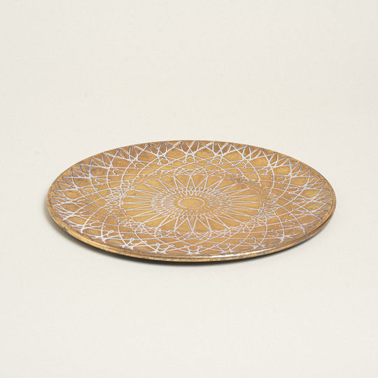 Πιατελα Μεταλλικη Χρυσο Αντικε Αναγλυφη 38 Cm Beauty Home