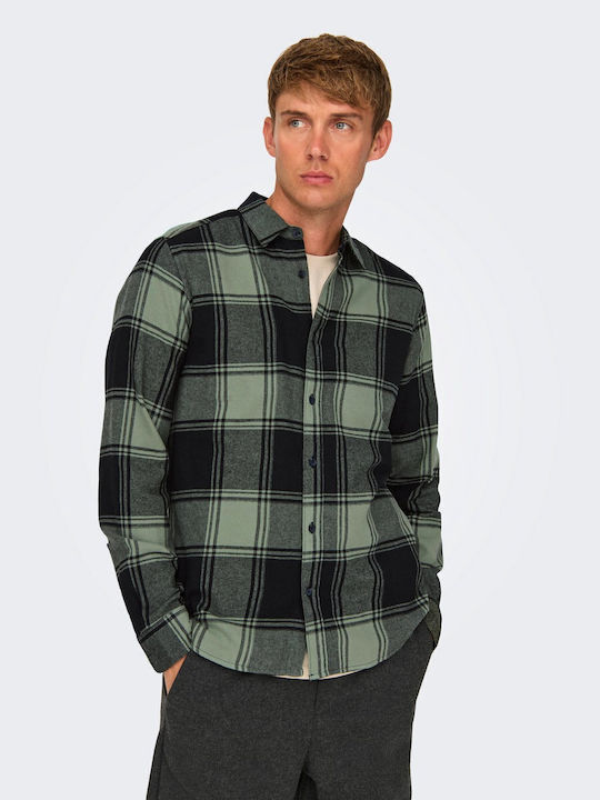 Only & Sons Long-sleeved Cotton Shirt Checked B...