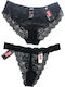 Damen Zeichenfolge 2Pack mit Spitze Black