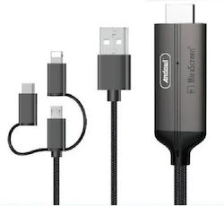 Andowl Q-hd352 HDMI Мъжки - USB-A Женски / USB-C Мъжки 1м Черен