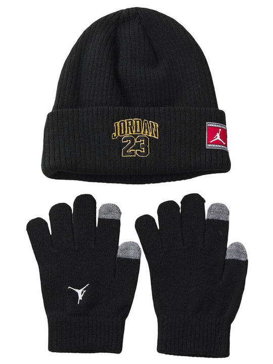 Jordan Kinder Mütze Set Gestrickt Schwarz