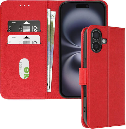 Avizar Case Iphone 16 Plus Clapet Wallet Video Holder Red