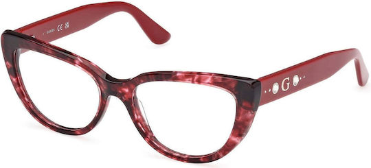 Guess Γυναικείος Κοκκάλινος Σκελετός Γυαλιών Cat Eye Μπορντό GU50175 068