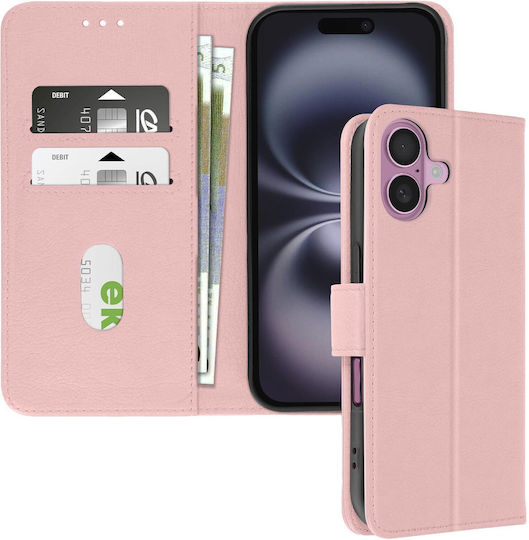 Avizar Hülle iPhone 16 Plus Klappetui Brieftasche Video-Halter Roségold