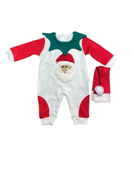 Baby Bodysuit with Hat white-red