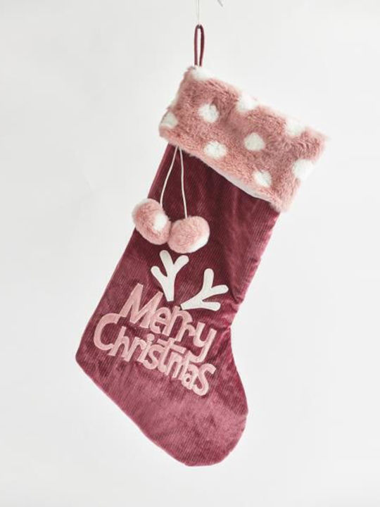 Weihnachtliche Dekorative Socke Stoff L55xB28xH5cm. Rosa
