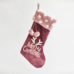 Christmas Decorative Fabric Pink Socks L55xW28xH5cm