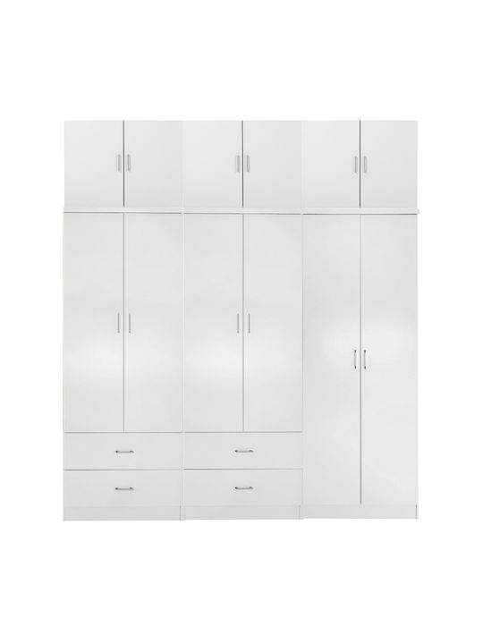 Sechs Türen Kleiderschrank Reina mit Aufsatz Wh...
