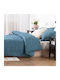 Saray Home Duvet Set Queen with Microfiber Filling 220x240cm Ruffles Petrol Blue 3pcs 200 GSMGsm