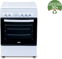 Wellio Ελεύθερη με Εμαγιέ Εστίες Λευκή EMW-60 Wellio Ελεύθερη με Εμαγιέ Εστίες Λευκή EMW-60