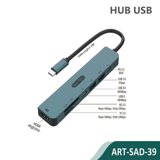 SiiPro SAD-39 USB-C Docking Station mit HDMI 4K PD Grün