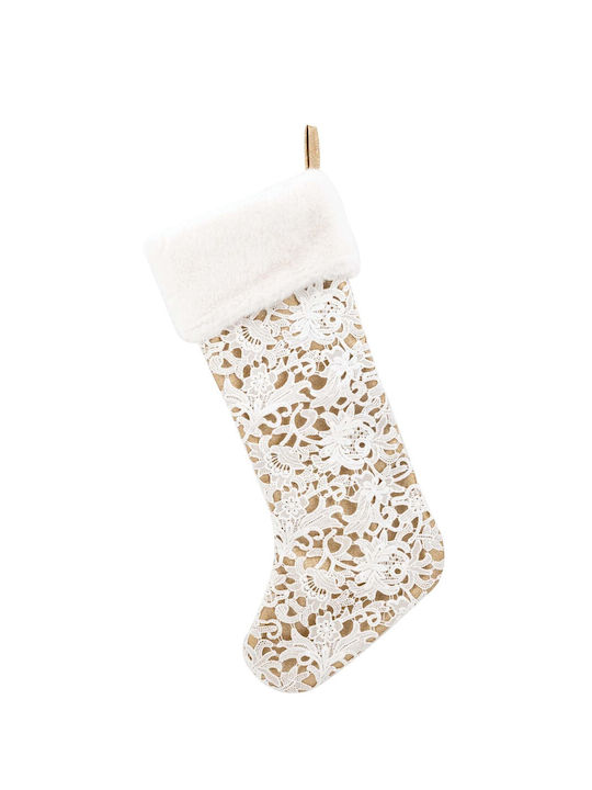Șosetă Decorativă de Crăciun L52xl25xH25cm. Albă