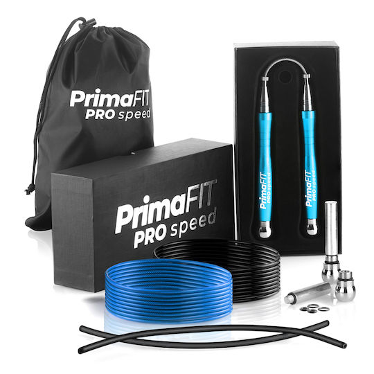 PrimaFit Springseil Fitness mit Gewicht 3m Blau mit einstellbarer Länge