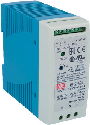 Комутируемо захранване 27.6v 0.95a + 0.5a резервно захранване за DIN шина Mean Well Drc-40b