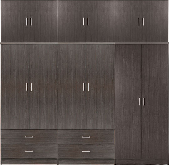 Six Door Wardrobe Reina with Loft Zebrano 240x43x241cm