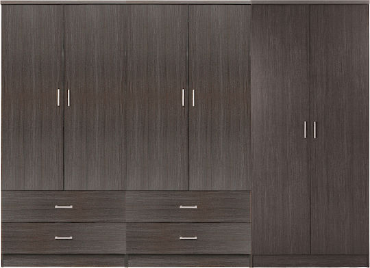 Six Door Wardrobe Reina Zebrano 240x43x181cm