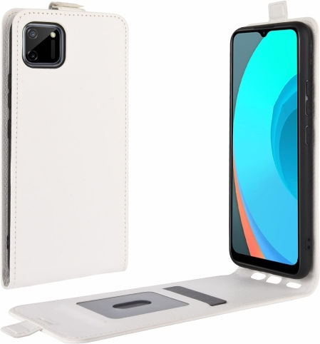 Realme C11 R64 Texture Single Vertical Flip Leather Protective Case Card Slots & Photo Frame White