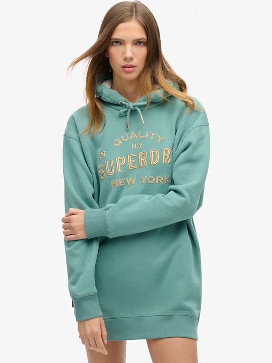 superdry green dress Superdry Khaki Green Jersey Dress with Drawstring main image 1