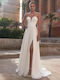 Maxi Wedding Dress Strapless Open Back with Slit Ivory