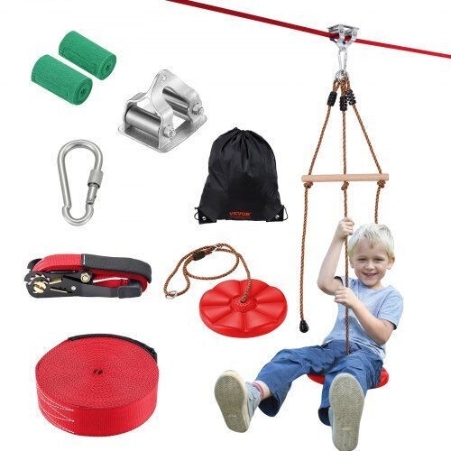 Σετ Zipline Vevor 65 Ft Παιδιά & Ενήλικες Έως 500 Lb Ζώνη Ασφαλείας Κάθισμα & Χειρολαβή Sshstj65ycnl00vv5v0
