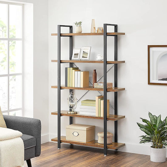Rustikale Bücherregal Braun & Schwarz 74x30x154,5cm