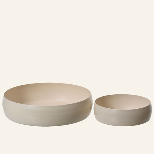 Beauty Home Διακοσμητικό Μπωλ Μεταλλικό Εκρού 22x22x5.5cm 2τμχ