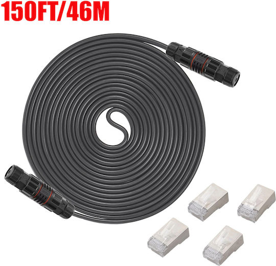 Καλώδιο Επέκτασης Starlink Replacement Extension Cable 150-foot Cable Extends To 225 Feet Built-in Shielding Oxygen-free Copper Ip68 Waterproof Supports 1000m Protocols Gray 150ft/46m Κωδ.1-per0026