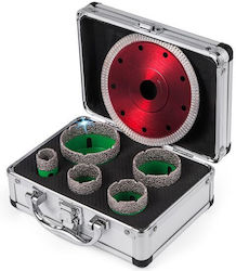 Set 5 Diamond Drill Bits 1 Cutting Disc Tiles 22-65 Mm M14 Attachment Wet Dry Set 5 Diamond Drill Bits 1 Cutting Disc Tiles 22-65 Mm M14 Attachment Wet Dry