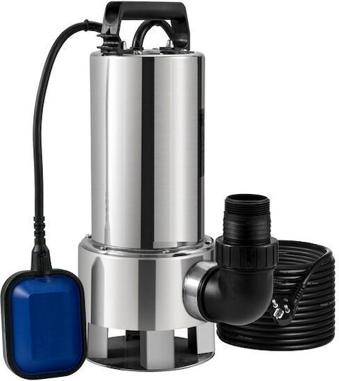 Submersible Pump Float Power 1300 W Stainless Steel Flow Rate 20000 L H Outlet G1-1/2" Height 11 M Ipx8 Power Cable Length 10 M
