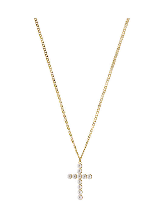 Loisir Women's Gold Plated Cross with Chain Dance