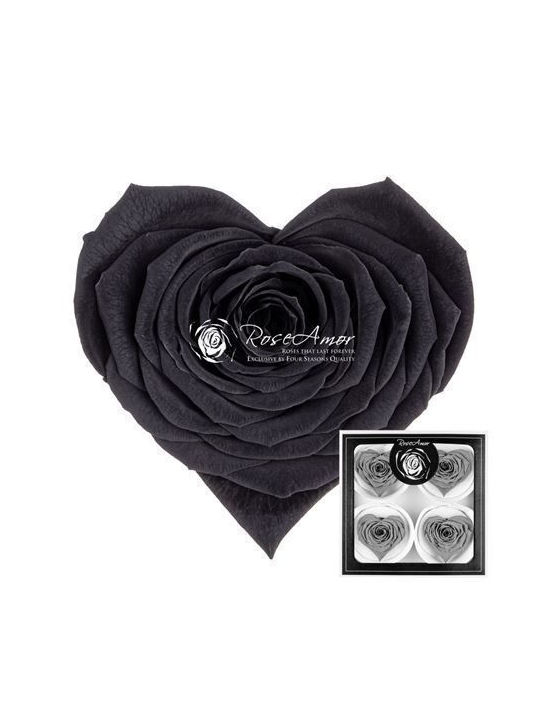 Preserved Roses Corazon Bella Black 01 4 Pieces