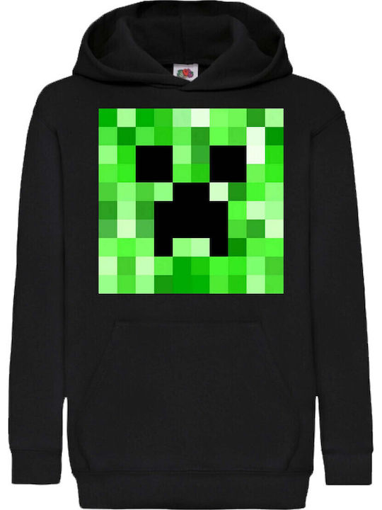 Kinder Kapuzenpullover Minecraft Tralala Minecraft Creeper Gesicht 02 Schwarz