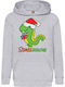 Детски суичър с качулка Tralala Santasaurus сив