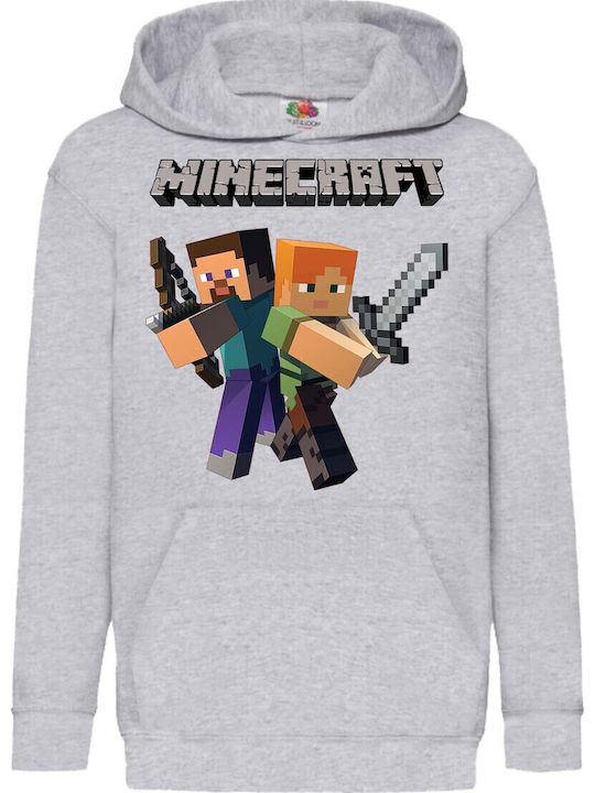 Kids Hoodie Sweatshirt Minecraft Tralala Minecraft 06 Gray