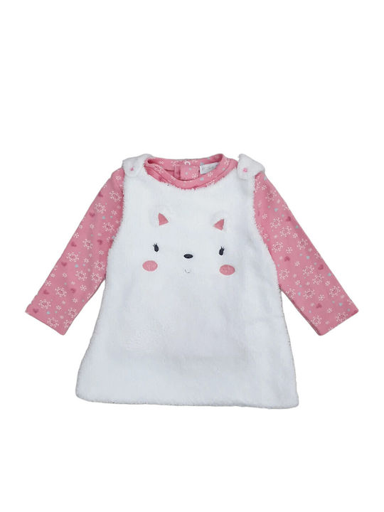 Domina Παιδικό Φόρεμα White, Pink