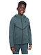 Athletische Kinder-Strickjacke  Tech Fleece Baumwolle mit Kapuze Grüne Sportswear Tech