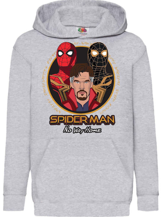 Детски суитшърт с качулка Tralala Spider-man No Way Home 01 сив