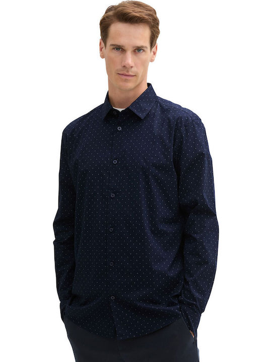 Langärmlig Hemd Polka Dot Navy