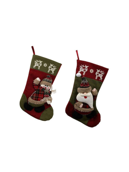 Weihnachtliche Dekorative Socke mit Weihnachtsmann & Schneemann L53xB27xH22cm. Bunt