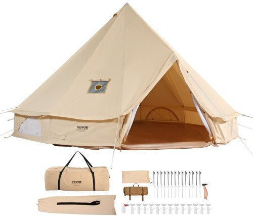 Vevor Camping Tent Teepee Beige for 10 People 600x600x350cm